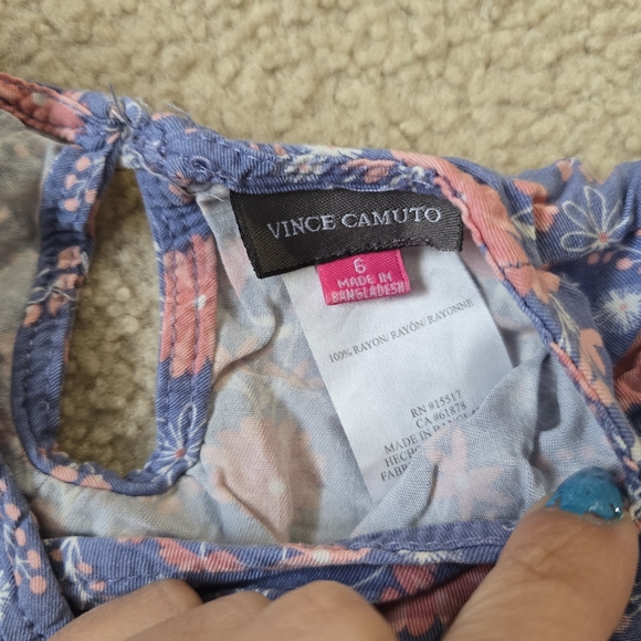 🌈 GIRLS 6 Vince Camuto Kids Dress in Blue and Pink Floral - Picture 2 of 5